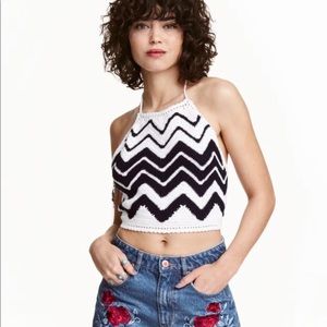 Crocheted Black & White Halter H&M | Coachella